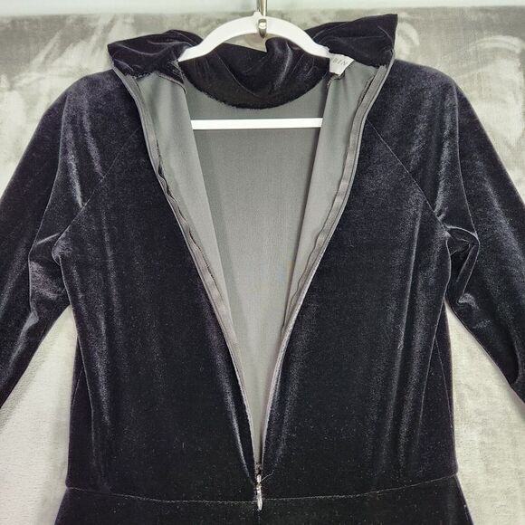 VTG Lillie Rubin Jumpsuit Womans 6 Black Velvet Mock Neck Long Sleeve 1 Pc Goth - Picture 5 of 14